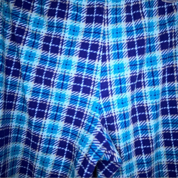 Large Fleece Blue Plaid Pajama Loungewear Pants Womens Drawstring Faded Glory - Picture 9 of 11